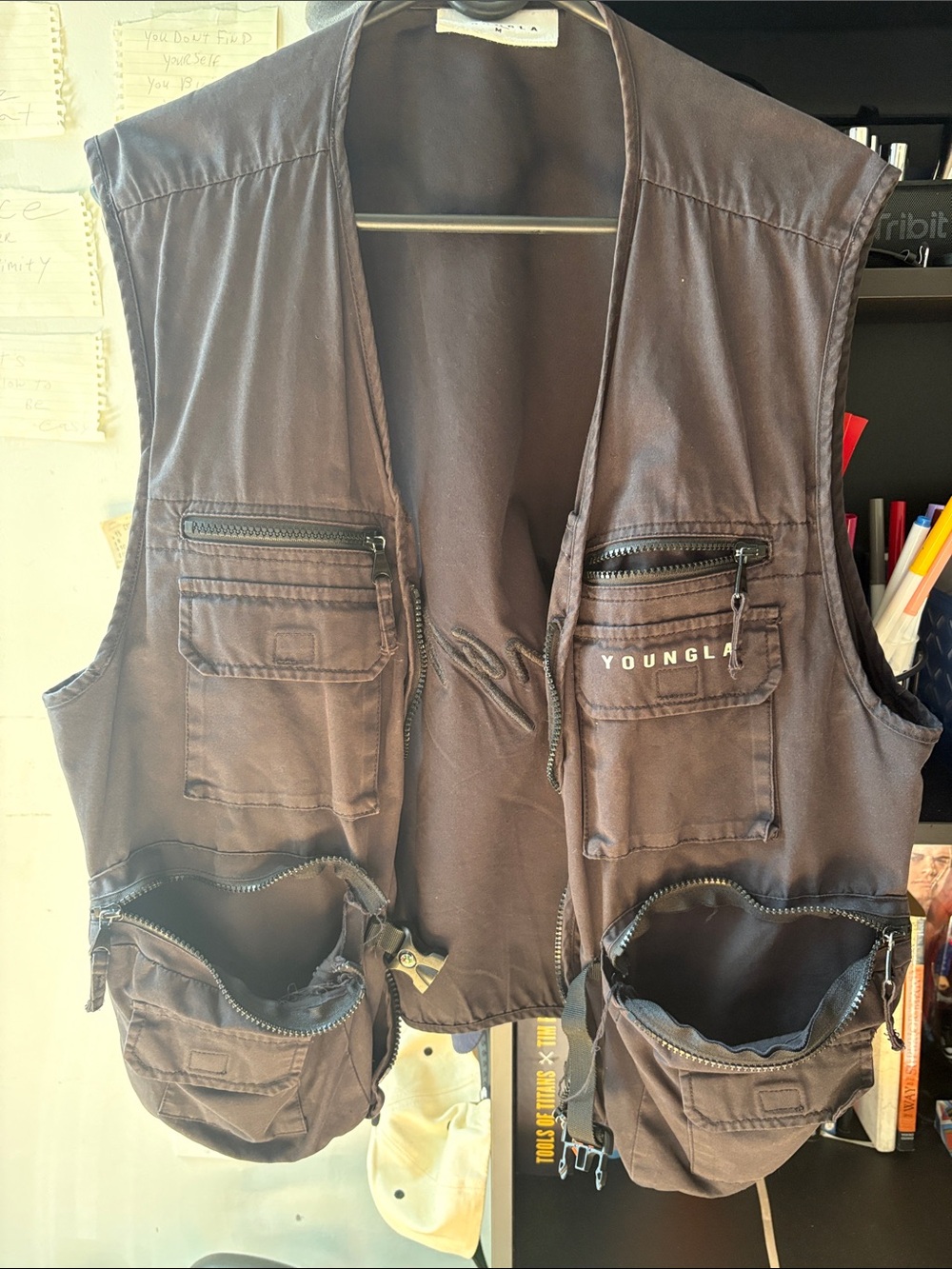 YoungLA Dark Brown Multi-Pocket Utility Vest